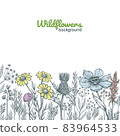 Floral card design templates. Flower frame collection. Vintage sketchy style plants. Vector illustration 83964533