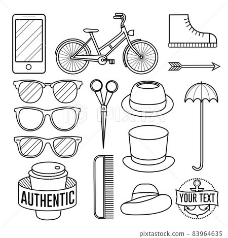 Linear Hipster cool urban lgbtq vector objects pack Linear Hipster cool urban lgbtq vector objects pack 83964635