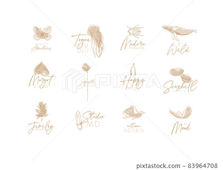 Flora fauna Art Deco labels Flora fauna Art Deco labels 83964708
