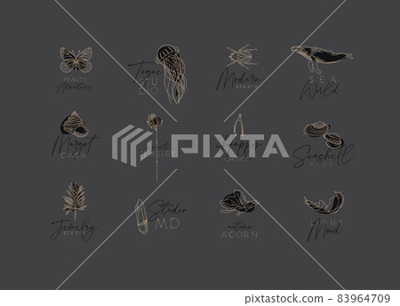 Flora fauna Art Deco labels gray 83964709