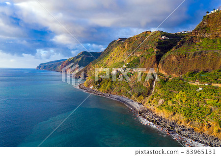 Aerial view of the scenic coastline of Madeira, Portugal 83965131