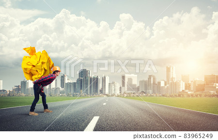 Engineer man carry load Engineer man carry load 83965249