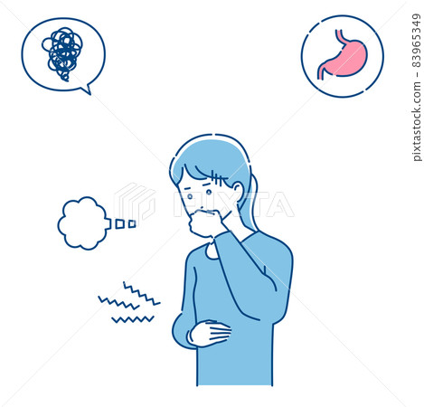 Female with stomach ache 3 colors 83965349