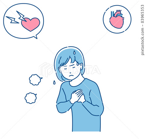 Female with chest pain 3 colors - Stock Illustration [83965353] - PIXTA