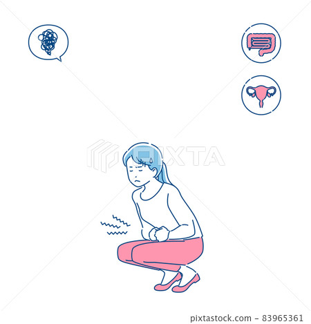 Female crouching in pain 3 colors 83965361
