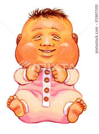Thick hand-painted illustrations of babies, picture book-style illustrations of humorous infants 83965500
