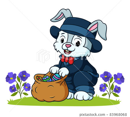 The rabbit is bringing a sack of easter eggs 83968068