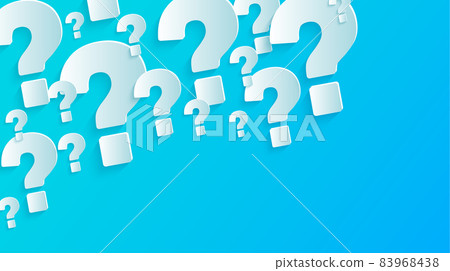 Blue background with question mark. paper question marks large and small on bright blue background. 83968438