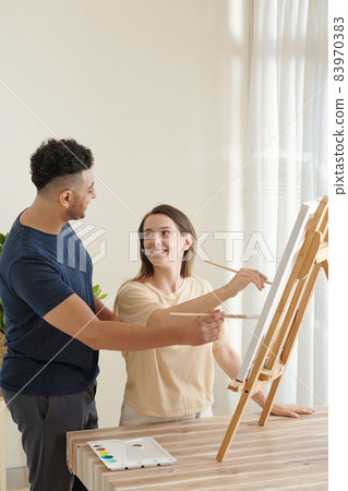Boyfriend and Girlfriend Painting on Canvas Boyfriend and Girlfriend Painting on Canvas 83970383