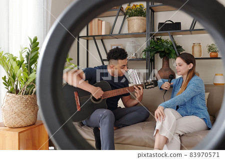 Couple Singing at Home Couple Singing at Home 83970571