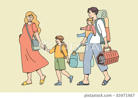 Family with children packed ready for summer vacation Family with children packed ready for summer vacation 83971987