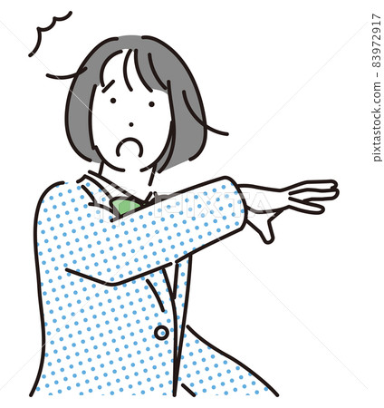 Simple illustration Female student in uniform surprised by an accident Simple illustration Female student in uniform surprised by an accident 83972917