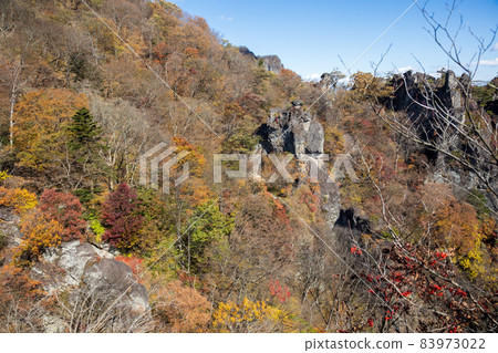 Mt. Myogi, a group of stone gates seen from the viewing platform 83973022