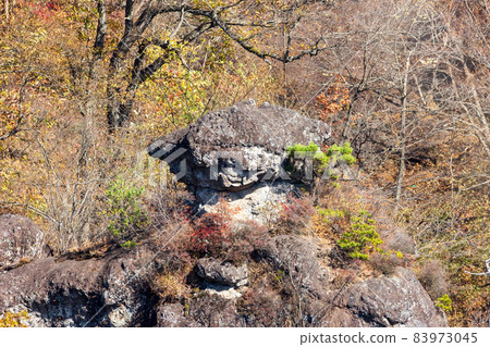 Mt. Myogi, a group of strange rocks seen from the viewing platform 83973045