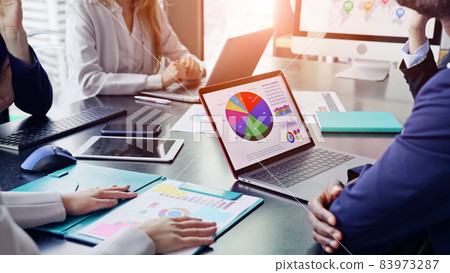 Multinational group meeting scene Global business 83973287