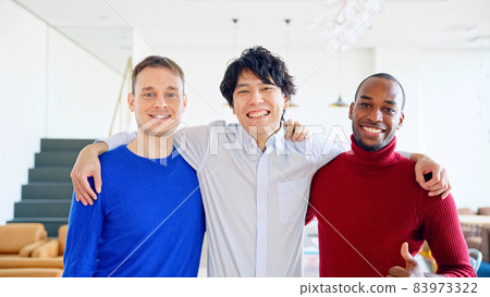 Global business, a group of multinational men who cross their shoulders 83973322