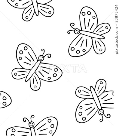 Vector seamless pattern of hand drawn butterfly - Stock Illustration ...
