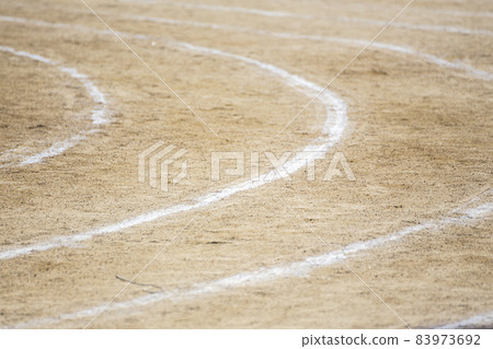 White line of the curve drawn on the playground 83973692
