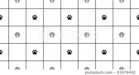 dog paw seamless pattern footprint vector checked french bulldog repeat wallpaper scarf isolated tile background cartoon puppy head pet doodle illustration design 83974492