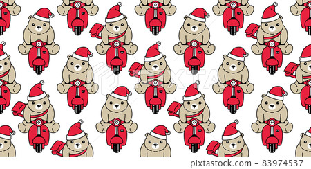 Bear seamless pattern christmas polar bear santa claus vector riding bike motorcycle scooter cartoon doodle repeat background tile wallpaper illustration design 83974537