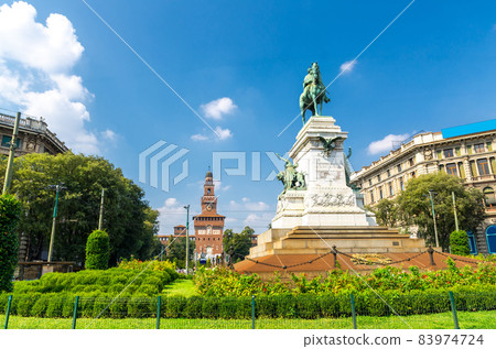 Monument Giuseppe Garibaldi statue, Milan, Lombardy, Italy 83974724