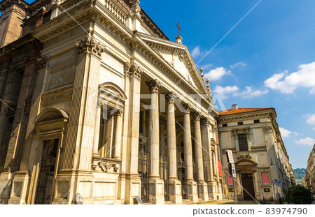 Chiesa di San Filippo Neri catholic church classicism style building with columns in old historical city centre 83974790