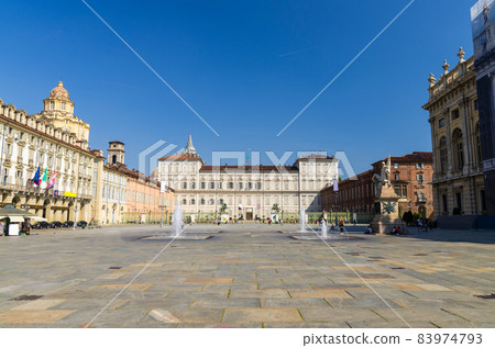 Royal Palace Palazzo Reale and San Lorenzo church building on Castle Square Piazza Castello Royal Palace Palazzo Reale and San Lorenzo church building on Castle Square Piazza Castello 83974793