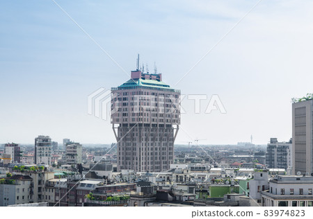 Torre Velasca tower modern skyscraper in Milan city centre, Italy Torre Velasca tower modern skyscraper in Milan city centre, Italy 83974823
