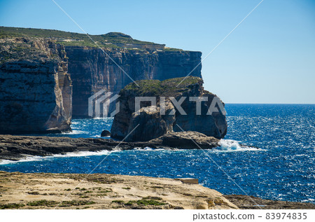 Fungus and Gebla Rock cliffs near Azure window, Gozo island, Malta Fungus and Gebla Rock cliffs near Azure window, Gozo island, Malta 83974835