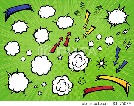Explosion smoke illustration material set_American style 83975079