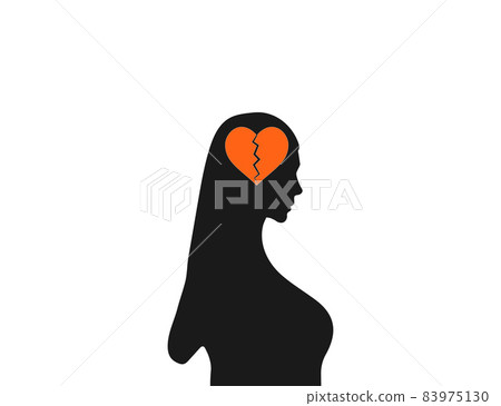 Woman, broken heart icon. Vector illustration. Flat design. Woman, broken heart icon. Vector illustration. Flat design. 83975130