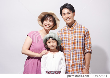 Portrait of a family of three with a smile Portrait of a family of three with a smile 83977361