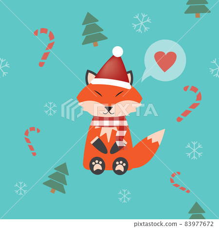 cute fox in Christmas theme  in the winter seamless pattern for print or fabric 83977672