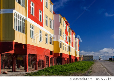 Colorful buildings in the village of Tavayvaam, located in the suburbs of Anadyr. Colorful buildings in the village of Tavayvaam, located in the suburbs of Anadyr. 83977716