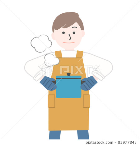 A man carrying a pot with both hands 83977845