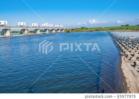 Scenery of the Tone River Musashi Ohashi Tone Ozeki Early autumn season Scenery of the Tone River Musashi Ohashi Tone Ozeki Early autumn season 83977978