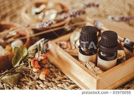 Aroma oil and dried flowers Aromatherapy image material 83978098