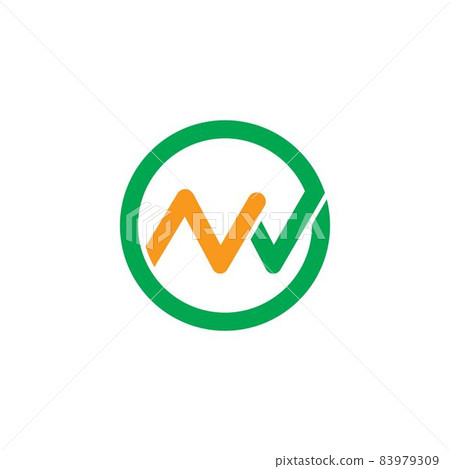 n Letter green check mark or nw letter circle   icon  Template Vector  illustration design 83979309