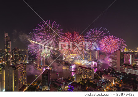 Bangkok Thailand, Fireworks countdown display celebration, Colorful New Year Firework 83979452
