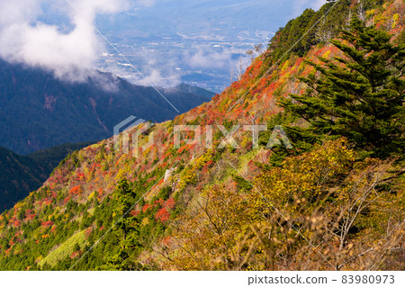 岐阜縣和長野縣交界處的御坂關附近的紅葉山 岐阜縣和長野縣交界處的御坂關附近的紅葉山 83980973