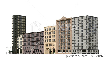 City modern buildings isolated on white background 3d illustration City modern buildings isolated on white background 3d illustration 83980975