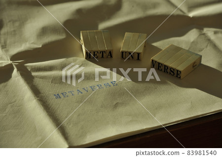 Concept of metaverse on the word stamps indoor Concept of metaverse on the word stamps indoor 83981540