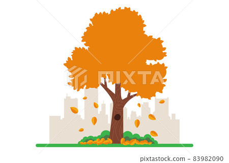 in the fall, yellow leaves fall from the trees to the ground. 83982090