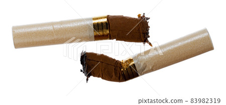 Extinguished cigarette butt isolated on white background 83982319