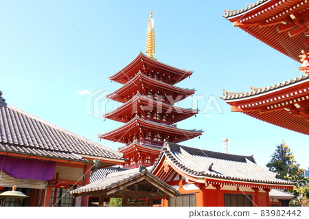 淺草寺 五層寶塔寶藏門（仁王門） 金剛山淺草寺 金龍山淺草寺 東京都台東區淺草 2丁目 83982442