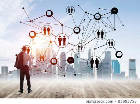Social connection concept drawn on screen as symbol for teamwork and cooperation Social connection concept drawn on screen as symbol for teamwork and cooperation 83983753