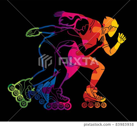 Group of Roller blade Players Action Extreme Sport Cartoon Graphic Vector Group of Roller blade Players Action Extreme Sport Cartoon Graphic Vector 83983938