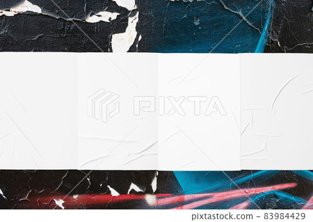 colorful urban wall with four wrinkled glued poster templates colorful urban wall with four wrinkled glued poster templates 83984429
