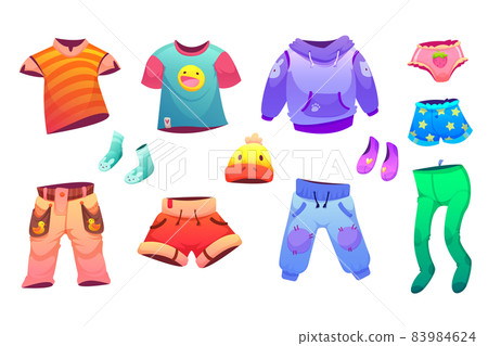 Kids clothes, cute baby fashion cartoon collection 83984624