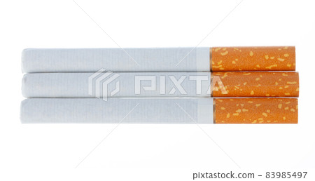 Bunch of unlit cigarettes isolated on white - Stock Photo [83985497]